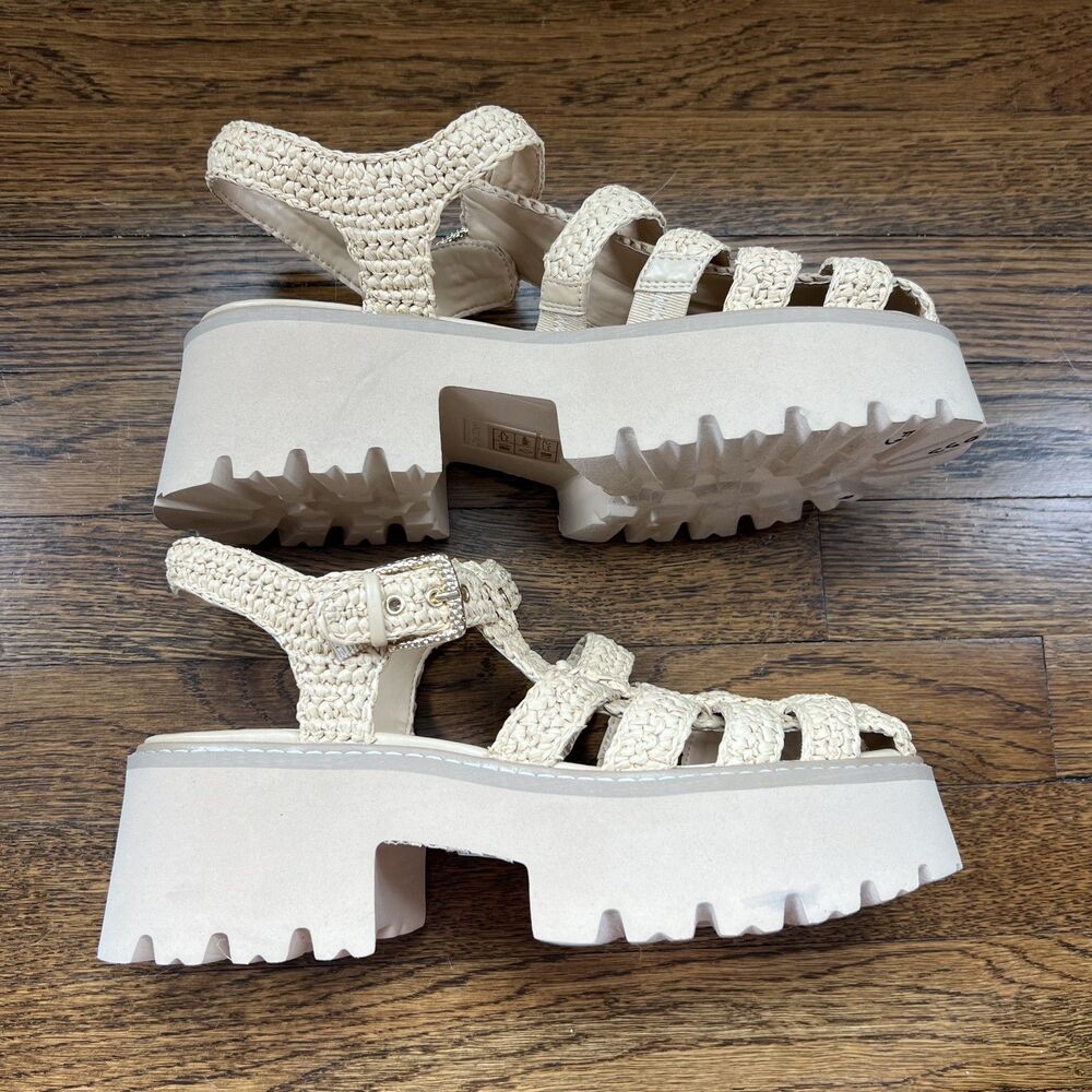 Dolce Vita Lasly Raffia Fisherman Sandals in Natural Knit Women's Size 9 - Picture 11 of 13